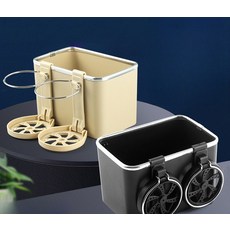 gouwa-15 차량용 멀티 수납 티슈케이스 컵홀더 정리함, 베이지, 1개