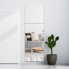 PIER GLASS 亞克力鏡面貼 自粘式牆面裝飾鏡, 圓角鏡面20*20,4片+双面贴