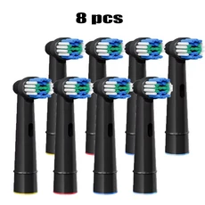 4/8/12/16개 교체용 칫솔 헤드 오랄-비 브라운 전문 호환 가능 브러시, 01 8 PCS black