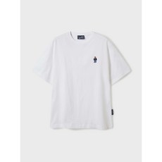 WHO.A.U 短袖 短踢 25新款 刺繡小熊 短袖上衣 T恤 正韓 情侶款, 白色-M（現貨）