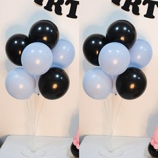 올리브파티 펄풍선 하트 풍선 풍선꽂이 풍선스탠드 2개 생일파티용품 세트, 1세트, 블랙블루