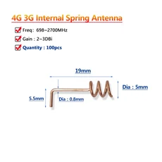 내부 PCB 용접 구리 헬리컬 코일 용수철 안테나 굽은 직선 각도 항공 4G LTE 3G GSM 3Dbi 100 개, [02] 100pcs, 한개옵션1