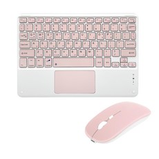 UB 울트라 슬림 터치 패드 키보드 충전형 듀얼 마우스 세트, 텐키리스, 핑크 미디움, UB-BK2