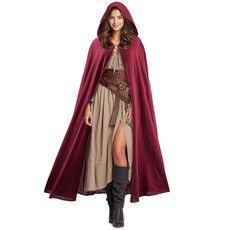 Ibeauti 르네상스 후드 망토 면 망토 할로윈 중세 코스튬 케이프 여성 남성용 초록색. 원사이즈