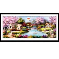 히여 화야 보석십자수 DIY 패키지 3D, 1개, 호수가 해돋이 정원szx-003