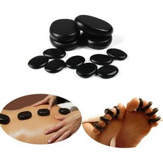 18 핫 마사지 스톤 세트 천연 현무암 웜 락 키트 홈 스파 마사지기, 12Pcs