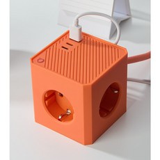 소유 디자인 6구 고속충전 여행용 납작멀티탭 고용량 큐브 멀티탭, 1개, 오렌지, 1.5m
