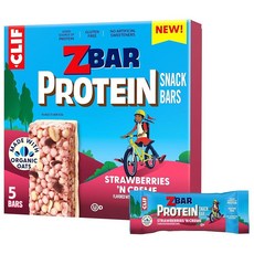 Zbar Protein - Strawberries 'N Creme 바삭한 스낵 바 유기농 귀리로 제작 GMO 프리 단백질 5g 글루텐 (5팩) 246396