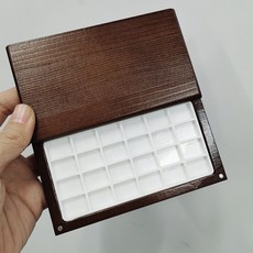 迷你便攜水彩顏料套裝，分裝美術專用工具全套，胡桃木盒調色盤，隨身好玩好看, 松木24格盒空盒送夾子, 1個