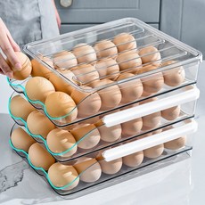 Gudu 슬라이딩 계란보관함 대용량 보관함 계란정리함, 투명, 1개