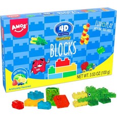 미국 아모스 4D 블록 레고 브릭 후르츠 젤리 캔디 박스, 1개