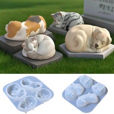 강아지 고양이 반려동물 4구 실리콘몰드 석고방향제 레진 아트 만들기