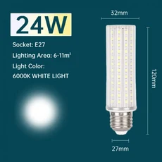 1pc LED 전구 E27 E14 옥수수 램프 10/20/24W 110-220v 침실 거실 장식 깜박임 없음 흰색 조명, 02 24W E27