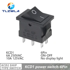 보트 로커 스위치 온 오프 KCD1 블랙 21x15mm AC 250V 핀 2 포지션 3 1 개, 02 6Pin ON-OFF