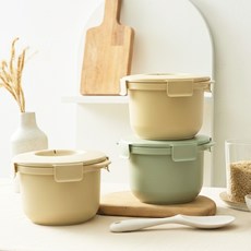 [3세트] 칼로볼 전자레인지 다이어트 찜기 자취생 저당 저칼로리 밥솥, 1세트, 크림+크림+그린