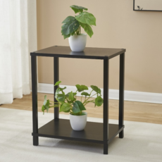 데코트리 2단 사이드테이블 미니 협탁 오픈형 선반 테이블, 블랙