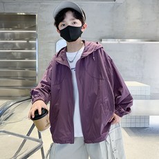 AA4277 봄 가을 여름 남아 주니어 키즈 초등 아동 면 혼방 데일리 얇은 바람막이 자외선 차단 무지 후리스 후드 재킷 코트 점퍼 아우터