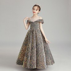 DIU 新款女童晚禮服兒童公主裙婚紗連衣裙子高端生日主持人鋼琴演出服