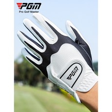 PGM 高爾夫手套 男士耐磨防滑彈力透氣運動手套, 1個, ST035-白黑右手（日本進口PU）,M