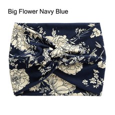 헤어 액세서리 두꺼운 꼬임형 초대형 운동용 헤어밴드 여성용 와이드 터번, Big Flower N y Blue