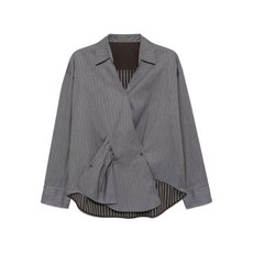 잔비 비대칭 코튼 랩 탑