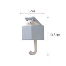 누본 동물 모양 훅 접이식 숨김형 쥐 곰 고양이 문걸이 열쇠 우산 수건 모자 코트 걸이 벽 장식, Gray blue cat