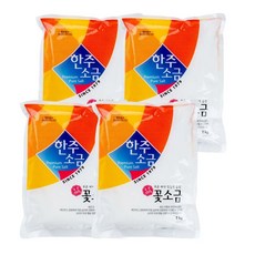 한주소금 한주 꽃소금 1kg 국산 재제소금 재제염 식용 저요오드, 4개
