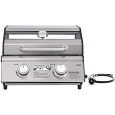 휴대용 프로판 가스 그릴 2구 버너 테이블탑 Clearview® Monument 그릴야외 캠핑 요리용 15 000 BTU 2개 스테인리스 스틸 내장 온도계, Monument Grills Clearview Gri