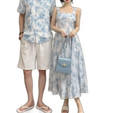 커플 시밀러룩 하와이안 바캉스 드레스 휴양지 긴팔 웨딩촬영 패밀리룩 반팔 여행 티셔츠 원피스