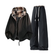 情侶休閒套裝 2026新款寬鬆透氣外套褲子兩件套 春季男女同款潮牌開衫衛衣衛褲