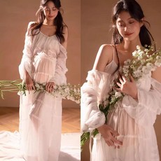 만삭사진옷 오프숄더 임부복 촬영 만삭원피스 프리사이즈, 화이트 프렌치 드레스+화이트 속옷