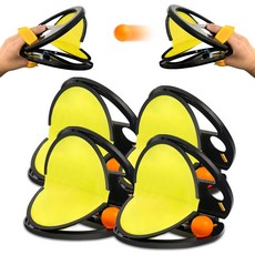 어린이 반응 속도 훈련 캐치볼 세트 실내외 친자 활동 장난감, 라켓 4개 + 공 8개