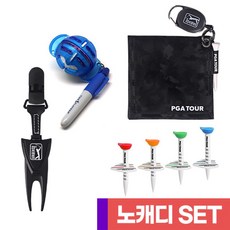 PGA 골프 노캐디골프 라운딩 세트 릴타올+그린보수기+라이너+에이밍 골프티 4P, 블랙, 1개