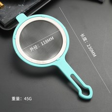 304不鏽鋼 濾網勺 帶耳設計 廚房漏勺 豆漿過濾 果汁隔渣 超細網篩 家用料理工具+304濾網勺(11.8CM)綠色+默認尺寸, 1個, 304濾網勺(11.8CM)綠色