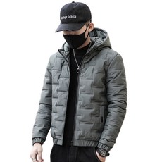 小蘭優購 鋪棉保暖男士外套：潮流壓紋、連帽設計、冬季保暖棉衣羽絨外套