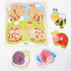 재넌 돌 아기 장난감 꼭지퍼즐 원목 유아 퍼즐 곤충 두돌선물 24개월, 1개