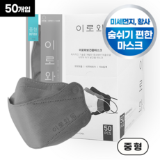 이로와 황사마스크 중형 KF80, 50매입, 5개, 그레이