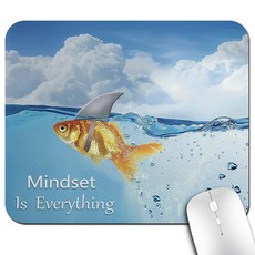 Knseva MindSET 세트 is Everything 동기 부여 사무실/게이밍 마우스 패드 24.1cm x 20.1cm9.5인치 7.9인치 책상용 미끄럼 방지 매트 상어, 색상_CNaa