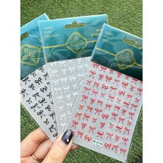 선물포장 리본네일 스티커, S-482/선물포장 리본네일스티커- 레드, 1개