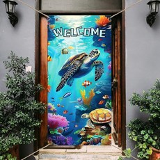 폴리에스터 도어 커튼 거북이 실내 실외 홈데어 인테리어 대형 아기방 유아원 문가리개 185x90cm 1개 세트