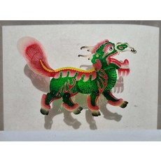皮影 麒麟 手工雕刻 手工上色 雙面上色 非遺, 如圖所示, 1個