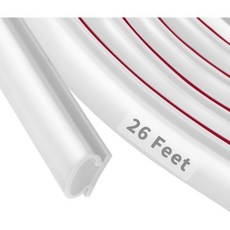 50피트 D자형 고무 기상 스트리핑 도어 실링 스트립 Fingwerk 셀프 접착 뒷면 문틀 단열용 대형 간격 맞춤형 가위로 쉽게 자를 수 있음검정색, 26 Ft, White, 1개