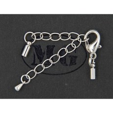 沐錦飾品材料DIY 項鏈頭扣組合 12MM合金龍蝦扣 延長鏈 銅吊鐘2.5MM, (代白)50入/瓶, 1個