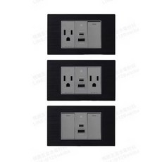 易智 30W USB壁式快衝吧-AC插座 開關_SG-G1ACUC1SWL(附發票）, 1個, AC插座+30W USB+AC插座,黑（鋼化玻璃）, 黑（鋼化玻璃）