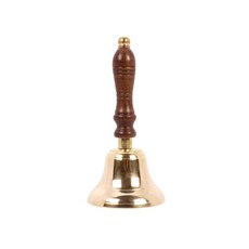 6.5" 솔리드 브라스 라우드 핸드 벨 스쿨 대형 호출 나무 손잡이 포함, 3 Inch Diameter, 1개