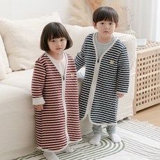Alstro 條紋睡眠開衫嬰幼兒兒童小學生長袖保暖家居服