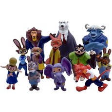12Pcs 무비 주토피아 차고 키트 케이크 장식품, 12pcs Zootopia Set