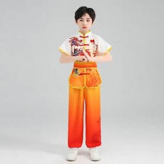 無品牌 兒童武術功夫服裝, 彩色龍男款短袖+褲子,150