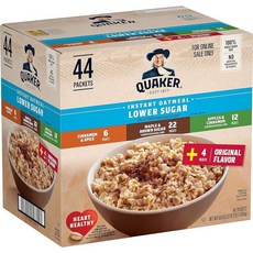 퀘이커 Quaker 인스턴트 오트밀 건포도 날짜 및 호두 개별 패킷 36.9g(1.3온스) (48개 팩), 36.9g