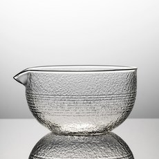 日式抹茶碗 帶嘴, 1個, 玻璃螺紋碗,透明